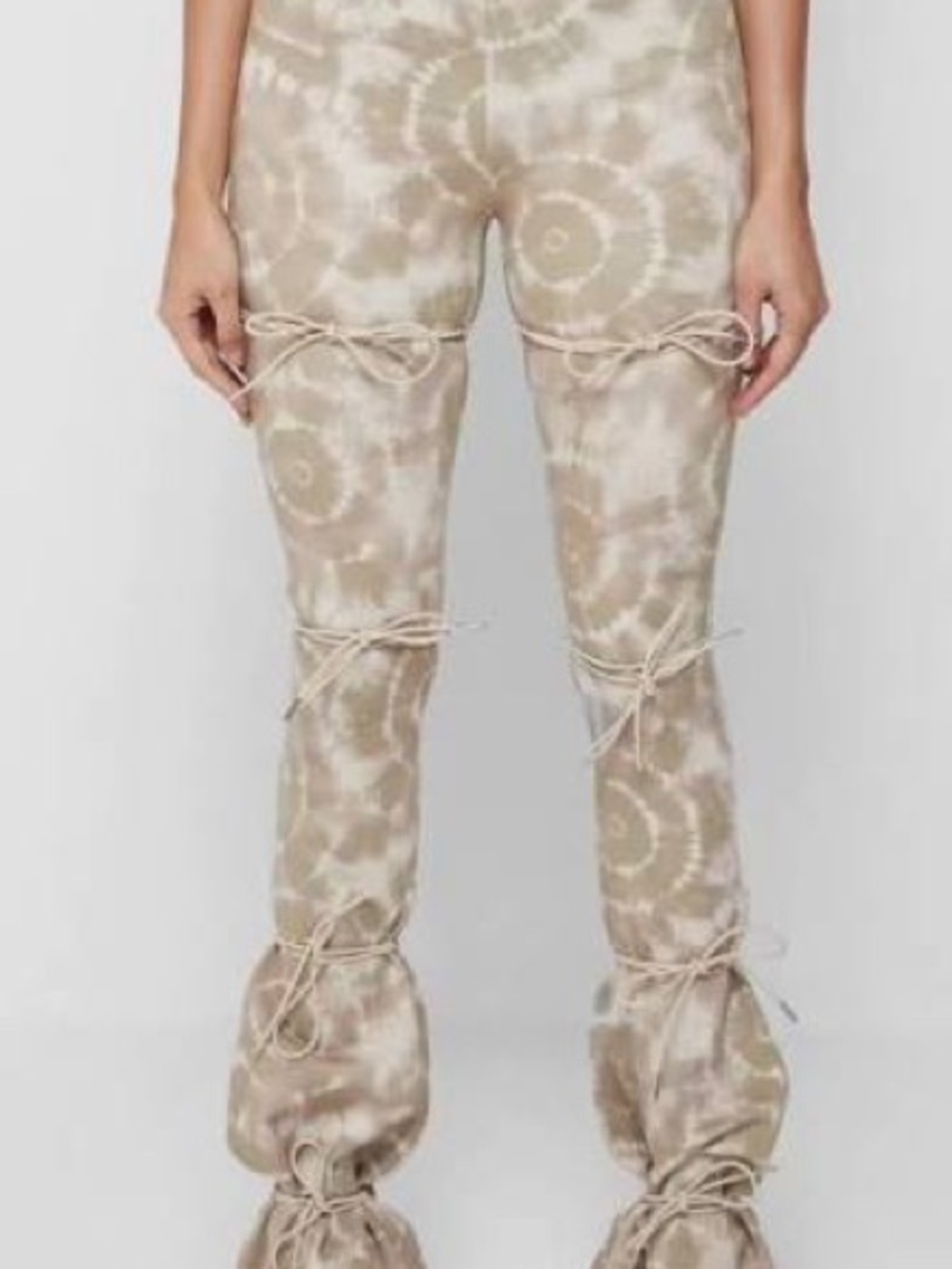 Maniere De Voir Beige Tie-Dye Boot Cut Pants